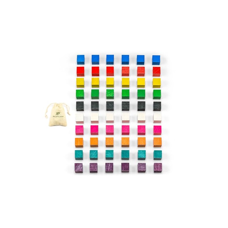 Waldfelsen® Small Wooden Cubes 60 Beech Wood Cubes in Four