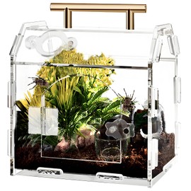 Jumping Spider Enclosure Acrylic Terrarium: Tarantula Enclosure with Front Opening Door - 5.9 * 4.7 * 6.1 Inches Micro Habitat Terrarium for Tarantulas, Reptiles, Insects