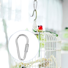 FdcLixuvol 10 Pieces Heavy Duty Stainless Steel Quick Link Metal Mini Locking Carabiner Key Ring Repair Chain Links Hooks for Keychain Outdoor Camping Small Animal Parrot Hanging Toys, Silver