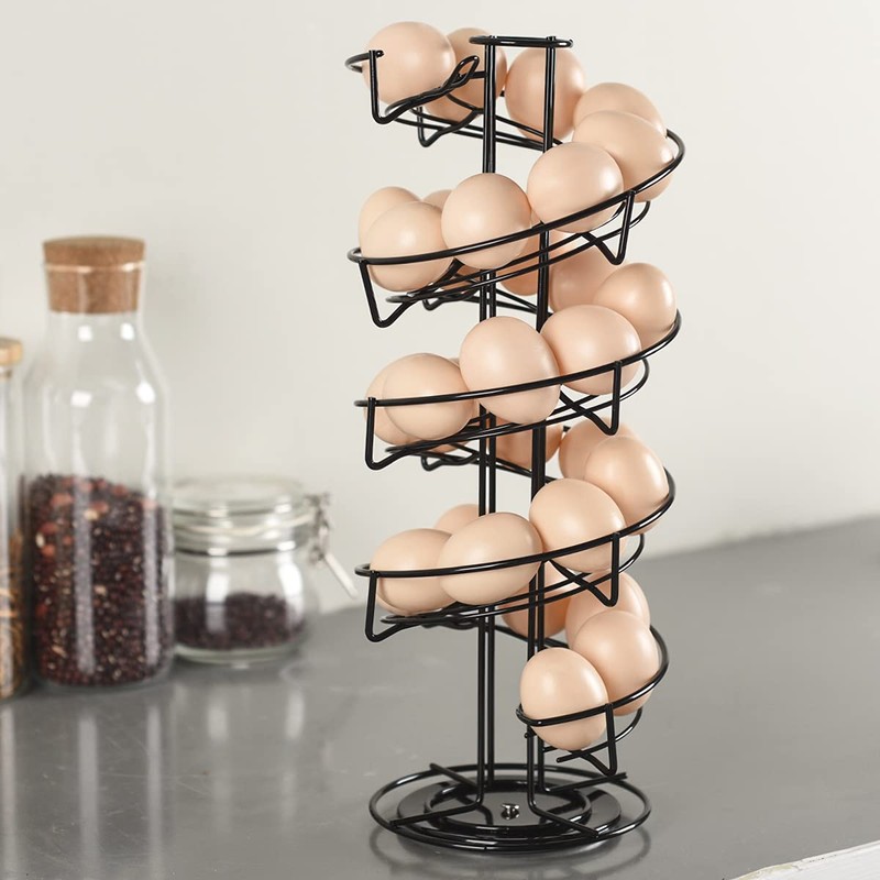 Toplife Spiral Design Metal Egg Skelter Dispenser Rack, Storage Display