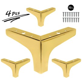 Seimneire 4pcs 4 Inch Furniture Legs, Modern Style Furniture Sofa Legs Metal Luxury Gold Triangle Feet for Table Cupboard Sofa Couch Chair