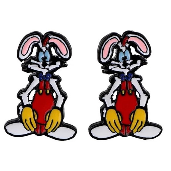 Roger Cartoon Rabbit Character Metal Enamel Stud Earrings