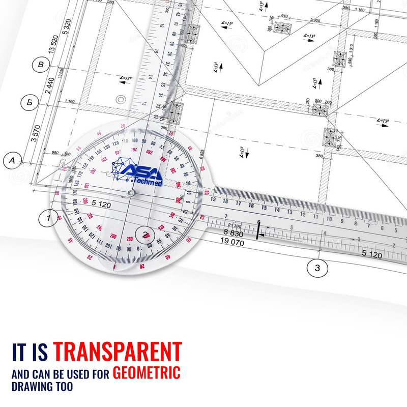 ASA TECHMED 3 Pcs Goniometer Set, 12, 8, 6 Inch