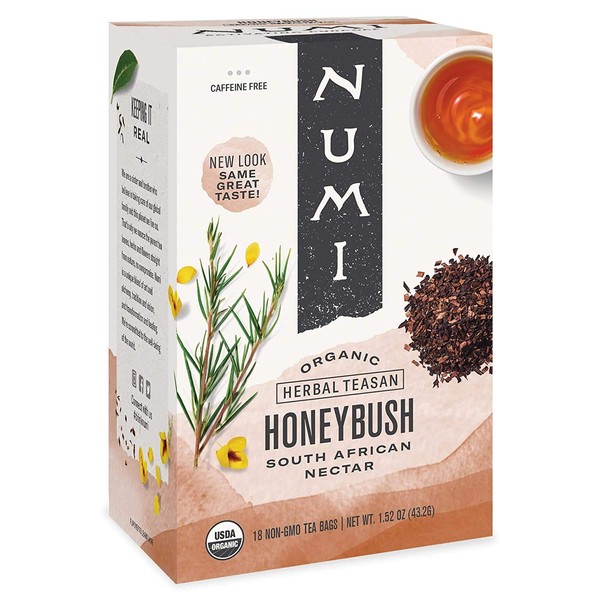 Numi Organic Tea Honeybush, 18 Count Box of Tea Bags (Pack of 3) Herbal Teasan