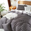 BOLINLIVING Plaid Duvet Cover Set King Size, Dark Grey Checkered