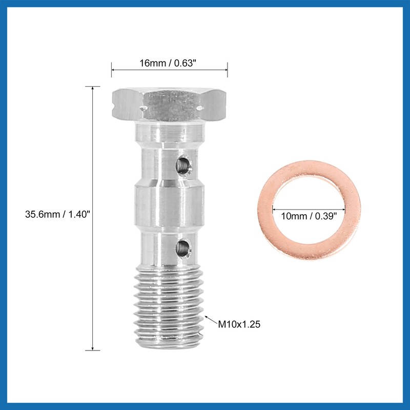 A ABSOPRO 1 Set M10x1.25 Metric Thread Double Banjo Bolt