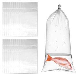 QLHNGUZ 20 Pcs Leak Proof Clear Plastic Fish Transport Bags - Size 15X35CM for Tropical & Marine Fish