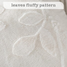 Breling Leaf Jacquard Throw Pillow Covers 18x18 Inch Set of 2 Spring Summer Leaves Pillowcases Cream White Soft Plush Faux Fur Pillow Covers for Bedroom Sofa Couch Home Farmhouse Decor