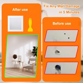 Lconvicely Drywall Repair Kit - Self-Adhesive Aluminum Wall Patch Repair Kit | Heavy-Metal Wall Hole Fixing Tools for Home, Rentals & Offices (4 Pack*12in+4 Pack*6in)