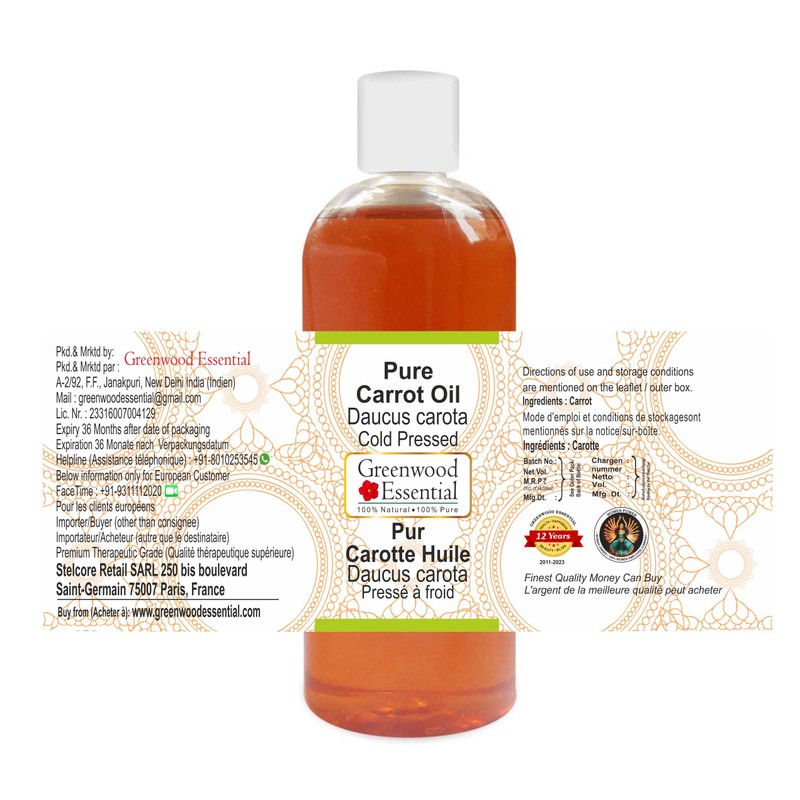 Greenwood Essential Pure Carrot Oil (Daucus Carota) Natural Therapeutic Quality