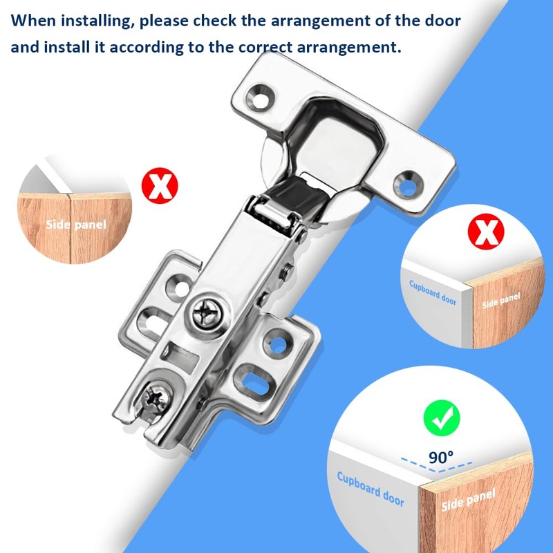 Pack of 4 Wardrobe Hinges, Soft Close Hinges for Cupboard