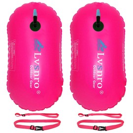 Swim Buoy Float – 2 Pack Swimming Safety Bubble with Adjustable Waist Belt,Lightweight Swim Float for Open Water Swimmers,Triathletes,Snorkelers,Kayakers & Swim Trainers (Magenta)