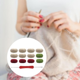 Frediuo Bouquet Blanket Crochet Kit, DIY Handmade Hand Knitted Creative Crochet Starter Kit, Knitting Set for Men Women Beginners, Khaki White Red Rose