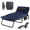 NAIZEA Adjustable 4-Position Reclining Lounge Chair Camping Cot w/ Mat