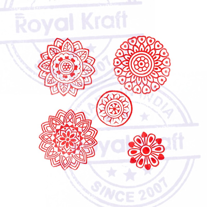 Traditional Pattern Mandala and Round Wood Block Stamps (Set of