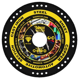 1 x SabreCut VBSC115ME 115mm (4.5") x 22.23mm Bore Vacuum Brazed Metal Cutting Angle Grinder Circular Saw Diamond Disc Blade Compatible with Bosch Dewalt Makita Milwaukee and Many Others