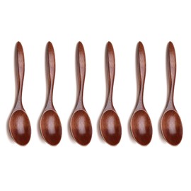 Foyscr Wooden Spoons, 6 Piece Set, for Honey, Tea, Coffee, Soup, Creamer, Ice Cream, Natural Tableware