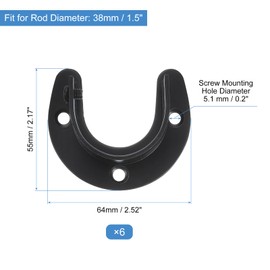 sourcing map Stainless Steel Closet Rod Bracket, 1-1/2 Inch Dia Wardrobe Bracket U-Shaped Rod Socket Flange for Wardrobe Curtain Shower, Black 2 Pack