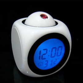 ashdown Projection Digital Alarm Clock LCD Voice Talking Table Clock With Temperature Display ,White