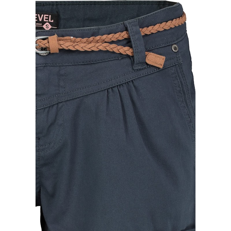 Sublevel women's stretch shorts with a braided belt. - dark