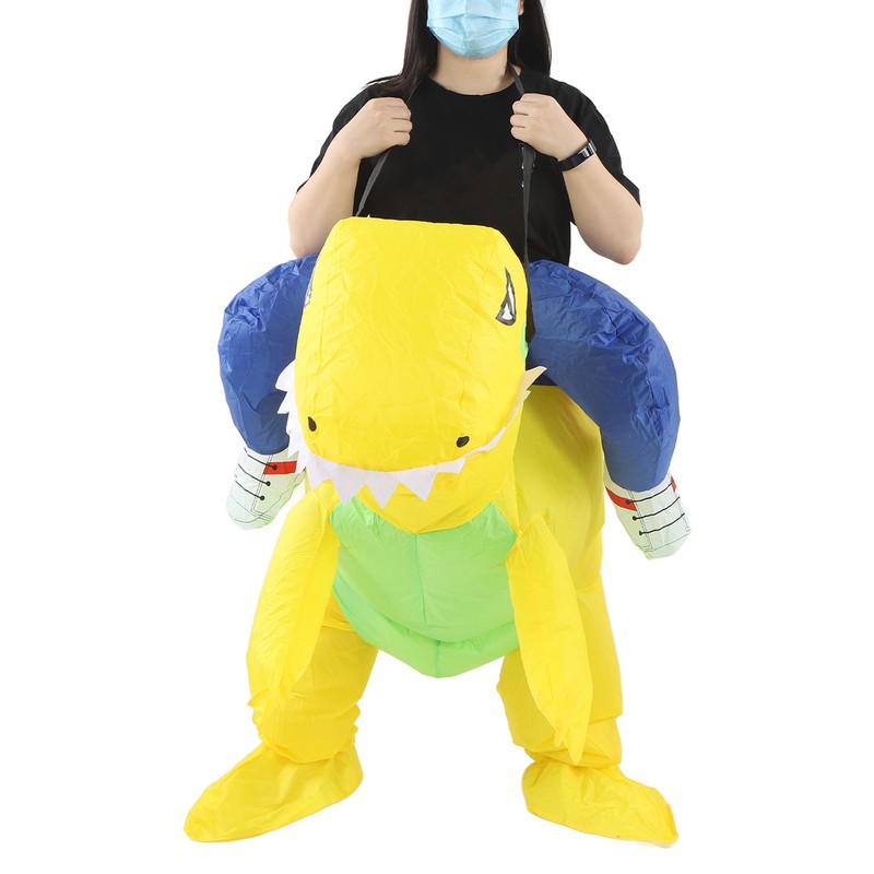 Yellow Dinosaur Inflatable Costume Half Body Model Weird Dinosaur Shape