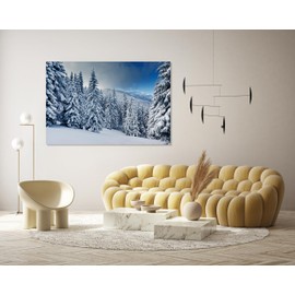 Lake, Mountain, Forest, Ocean Landscapes Decor - Nature Landscape Prints for Dining, Living Room, Bathroom - Home and Office Decorations (Snowy Winter Mountain Forest, 24x16 Inches)