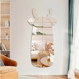 Tumecos Scratch Resistant Shatterproof Acrylic Mirror Set for Wall Decor, Full Length,No-Punch, Frameless Mirror Stickers for Bathroom, Entrance, Living Room, Bedroom, and Kid's Room, Easy to Install