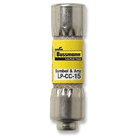 Bussmann LP-CC-15 (LPCC-15, BP/LP-CC-15, LP-CC-15BC) 15 Amp (15A) 600V Midget,Time Delay, Current Limiting Class CC Rejection Cartridge Fuses