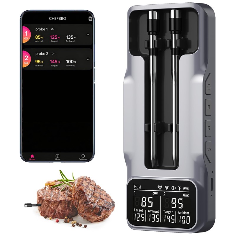 Termómetro inalámbrico digital para carne, termómetro Bluetooth de 800 pies