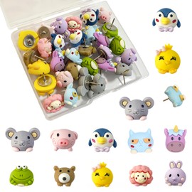 Auiremrti 30 Stück süße Tier-Reißzwecken, 10 Tier-Reißzwecken, dekorative Reißzwecken, lustige Reißzwecken, Reißzwecken für Pinnwände, Korktafeln, Wände, Whiteboards