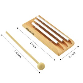 MUSICUBE Meditation Chime with 3 Tone (C-E-G) Wooden Hand-held Chimes for Classroom Management, Yoga, Meeting and Sound Therapy, Chime Mallet Included