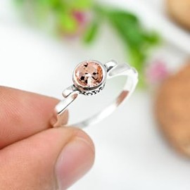 Morganit im Labor gezüchtet Edelstein Band Ring 925 Sterling Silber Ring Männer & Frauen Band Ring Alle Größen Ring Handgefertigt Schmuck TSR1232BC_22 (68 (21.6))