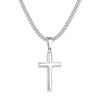 Fiusem Silver Tone Cross Necklace for Men, Beveled Edge Trapezoid