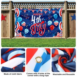 Large 4th of July Decorations Banner Outdoor Patriotic Memorial Day Independence Day Flag71x44 Inch, Flag Day Yard Sign Bunting Background for Photography for Indoor Home House Decor Party Supplies