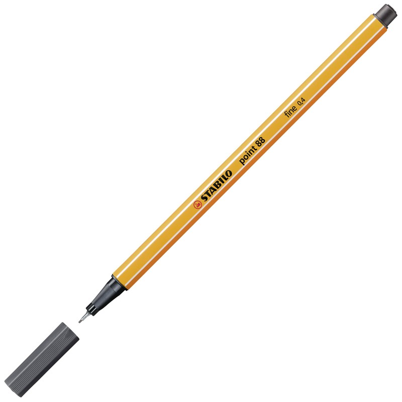 STABILO Point 88 Fineliner Single Pen Black Grey