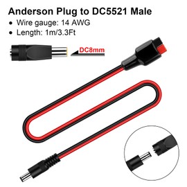 iGreely DC 5.5mm x 2.1mm Power Male Plug Cable with DC 8mm Adapter for Portable Generator 14 AWG Wire 3.3ft/1m