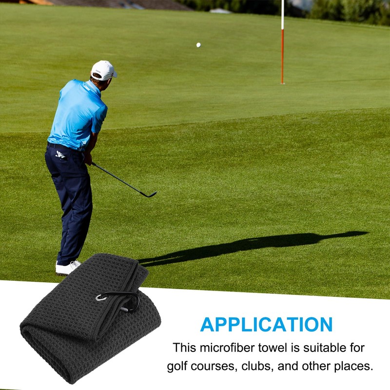 PATIKIL 50 x 40 cm 三つ折りゴルフタオル マイクロファイバー ワッフル柄 ゴルフバッグ タオル