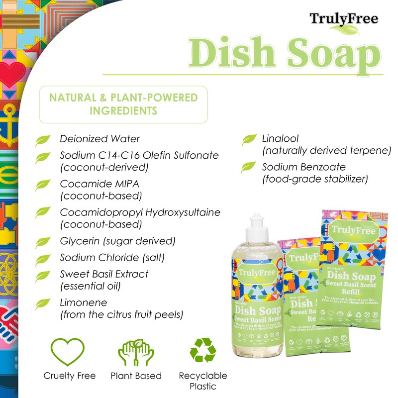 Truly Free Non Toxic Dish Soap | Natural Concentrated Dishwashing