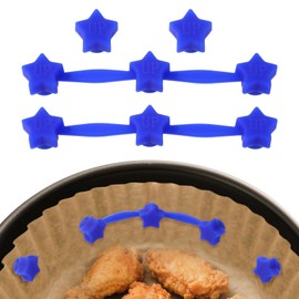 4stk Universelles Silikon Heißluftfritteuse Magnet Set, 2 Sternförmige Lange Streifen und 2 Sternförmige Backpapier Magnete Schnalle zum Halten von Pergamentpapiereinlagen(Blau)