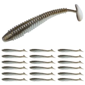 RUNCL ProBite Paddle Tail Swimbaits Brown Flash, Soft Fishing Lures - Natural Oils, Ribbed Design, Paddle Tail, Hook Slot, Proven Colors - Bass Fishing Lures Baits 13 (3in, Pack of 30)