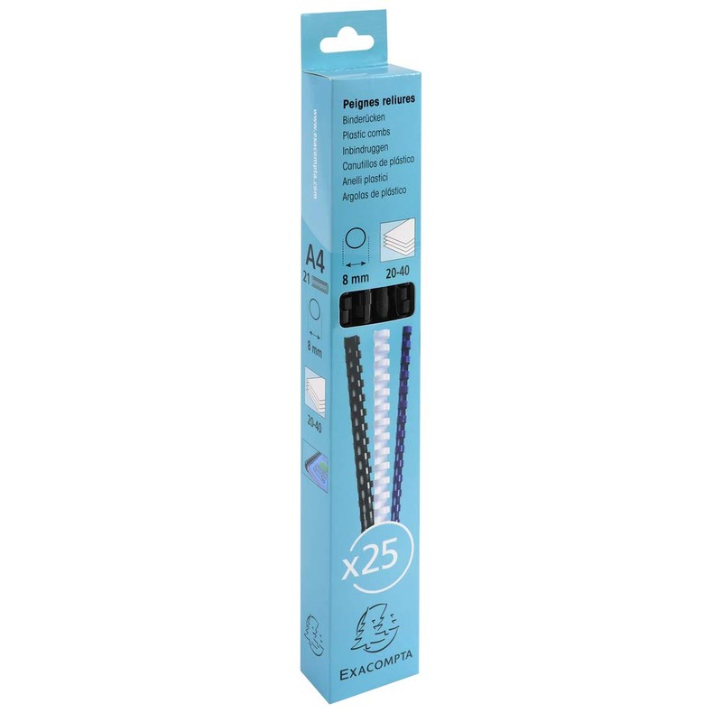 Exacompta - Ref 76201E - Binding Combs - 8mm Thick,