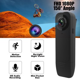 Mini Body Camera, 1080P FHD Audio and Video Body Cam, Small Chest Pocket Body Worn Camera Personal Wearable Camcorder Portable Video Recording for Police Security, 64GB Card, No-light Night Vision