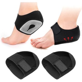 Protectores de talón, Almohadillas de talón con copas de gel, soporte de cojín de talón para fascitis plantar, dolor de talón, almohadillas de talón para hombres y mujeres (Taloneras De Gel Negras)