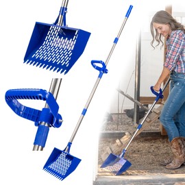 CRITTER FAVS Chicken Poop Scooper for Sand & Litter – Heavy-Duty Metal Scoop with 10.2" Wide Head, Adjustable 24–74" Handle, Built-in Rake & Hook – Family Brand for Chickens, Ducks & Goats