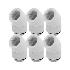 Dracaena 6 Pack G1/4" Thread Male to Female Extender Fitting, 45° Rotary Fitting Adapter Connector for Computer Water Cooling System, White