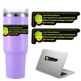 2-Pack Good Natured Rascal Holographic Sticker – Handmade Glossy Paper Decal – RPG Gamer Personality Label – Waterproof & Decorative