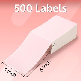 OFFNOVA 4"x6" Thermal Printer Label for Barcodes, Address, Small Business Labeling, Inventory and Color Coding, 500 Permanent Adhesive Labels per Stack, Pink