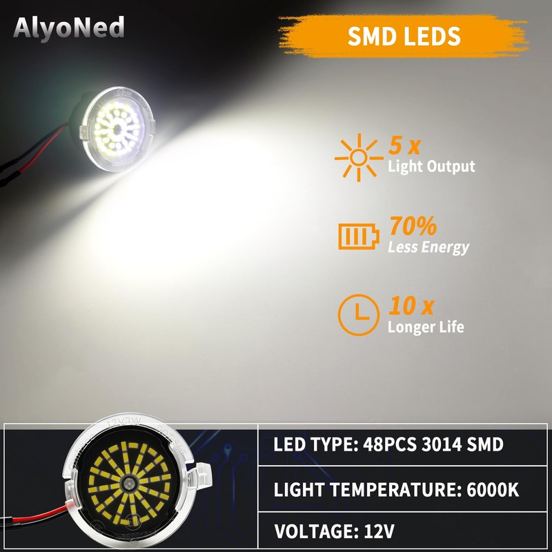 AlyoNed Pair Newly Redesigned Version 48 LED Chip Side Mirror
