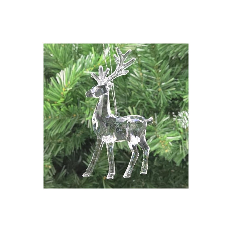 Reindeer | Faceted Clear Crystal Christmas Tree Decoration | Acrylic