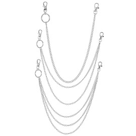 KALIONE 3 Pieces Jeans Chains Wallet Chain Pants Chain, Belt Chain Hip Hop Punk Jeans Chain Silver Pocket Chain Metal Belt Chain Biker Trouser Chain Goth Accessories for Women Men